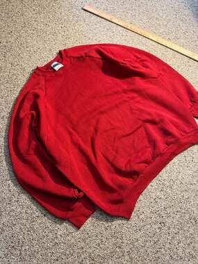 Vintage 90s Fruit of the Loom Red Raglan Blank Crewneck Sweatshirt XL
